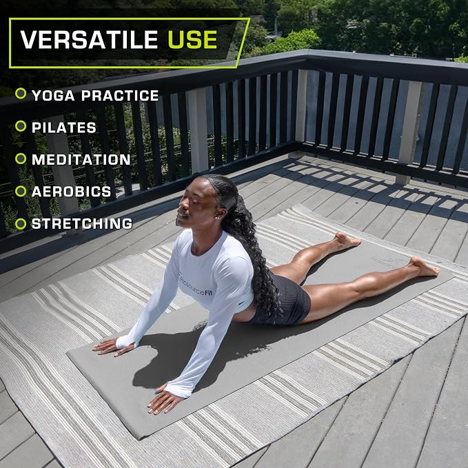 ProsourceFit Classic Yoga Mat 1/8” (3mm) Thick, Extra Long 72-Inch Lightweight Fitness Mat with Non-Slip Grip for Yoga, Pilates, Exercise