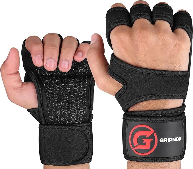 Ventilated Weight Lifting Gloves for Men & Women with Wrist Wrap Support – Padded Fingerless Gym Workout Gloves with Non-Slip Grip for Fitness, Weightlifting & Cross Training