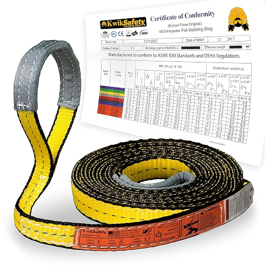 KwikSafety - Charlotte, NC - Mighty Sumo 1”x 30’ Poly Web Sling Lifting Strap Construction ASME OSHA / 3200lbs Vertical 2550lbs Choker 6400lbs Basket/Rigging Moving Towing Hoisting Gear