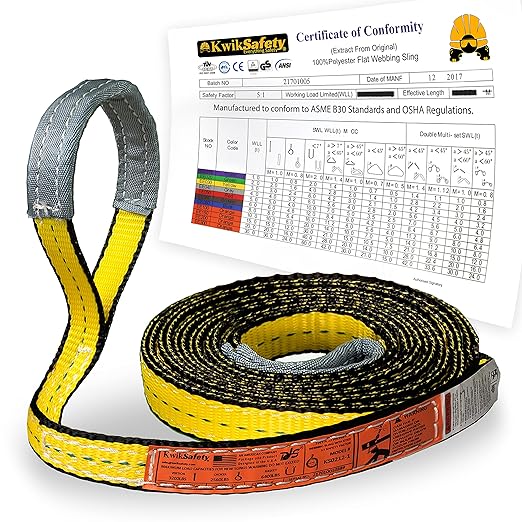 KwikSafety - Charlotte, NC - Mighty Sumo 1”x 12’ Poly Web Sling Lifting Strap Construction ASME OSHA / 3200lbs Vertical 2550lbs Choker 6400lbs Basket/Rigging Moving Towing Hoisting Gear