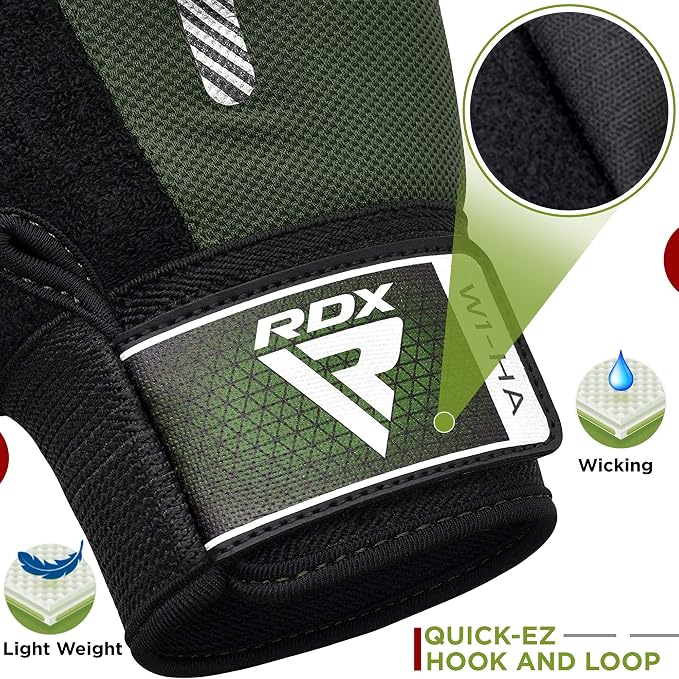 RDX Weight Lifting Gloves Gym Fitness Workout, Anti Slip Padded Full Palm Protection, Ultra Ventilated, Bodybuilding Strength Training HIIT WOD Exercise, Half Finger Men Women Cycling Rowing Climbing