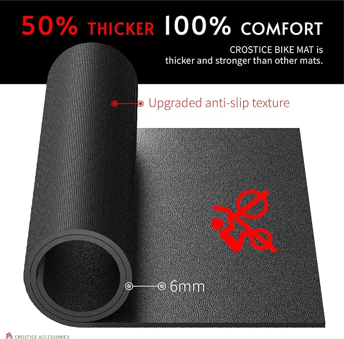 Bike Mat Compatible with Peloton Bike, 6mm Floor Protector | 6mm bike mat compatible with Peloton bike, providing non-slip waterproof protection for hardwood or carpet