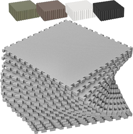 1/2" Thick 16 Pcs 64 Sq Ft EVA Foam Puzzle Exercise Mats, High-Density Interlocking Foam Floor Tiles for Home Gym, Gym Mat for Workout Equipment & Direct Exercise, Floor Padding for Kids