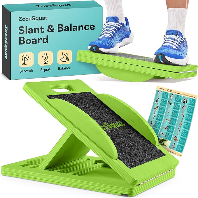 Slant Boards for Exercise, Wooden Slant Board, Calf Stretch Board with 7 Incline Angles, Velour Board, Balance Board & Calf Stretcher, Portable Incline Board for Physical Therapy, Ankle Mobility, Heel & Knees