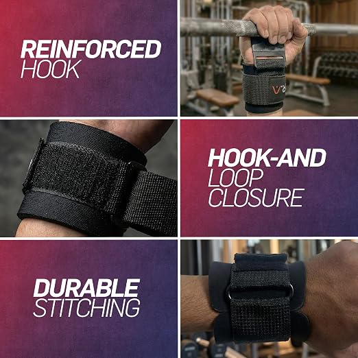 Dr. Arthritis Doctor Developed 3-in-1 Lifting Straps, Hooks & Wrist Wraps - Switch Between Modes in Seconds - Heavy Duty Grips for Bodybuilding, Powerlifting, Deadlifts, Pull-Ups & Rows (Pair, Black)