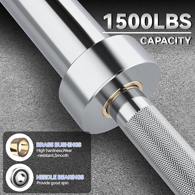 7FT/4 ft Home Gym Barbell Bar – 700LB/1500LB/500LB Capacity, Anti-Slip Knurling, Solid Steel, for Weightlifting, Strength Training