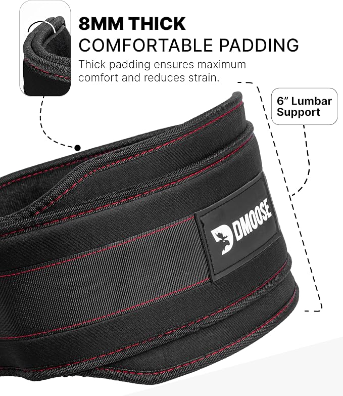 DMoose Fitness Dip Belt for Weight Lifting, Pullup, Squats & Dips - 36" Robust Steel Chain, Comfortable Neoprene Padding Supports 350lbs - Gym Weight Belt for Strength Training Workout & Weightlifting