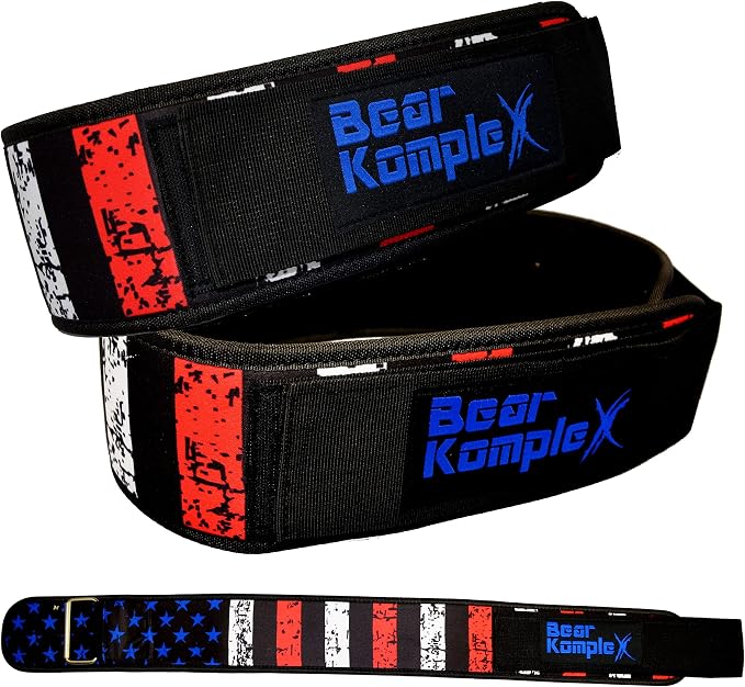 Bear KompleX 4" Straight Weightlifting Belt for at-Home Powerlifting, Squats, Weight Training and More. Low Profile with Super Firm Back for Maximum Stability & Exceptional Comfort