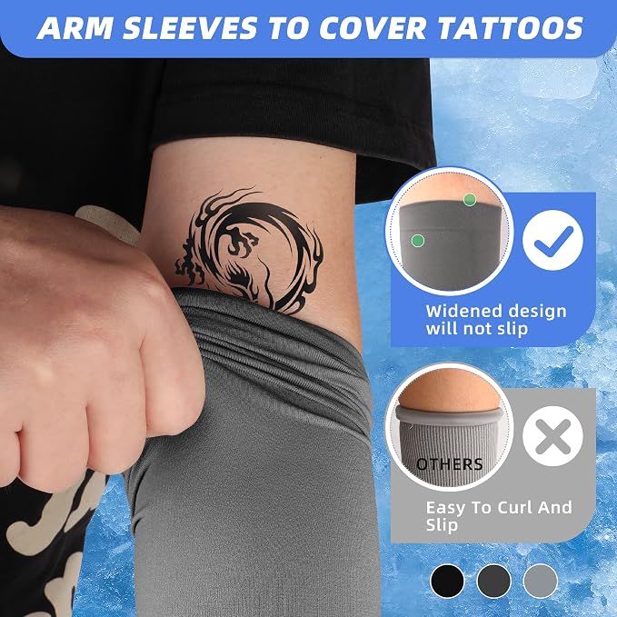 BHYTAKI UV Sun Protection Arm Sleeves, UPF 50 Sports Cooling Arm Compression Sleeves for Men Women Teenager