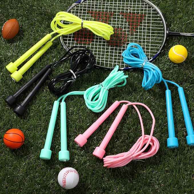 Adjustable Jump Rope for Fitness, 40 pcs Bulk PVC Jumping Rope Set with Lightweight Handles, 9.2ft Length for Speed Training, Exercise, Weight Loss, and Outdoor Workouts, Multicolor Assortment