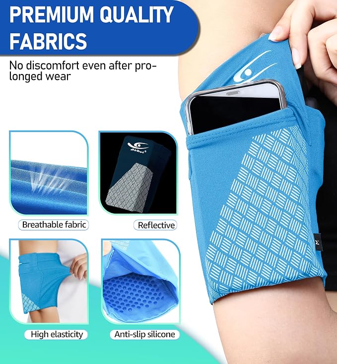 Universal Sports Armband Cell Phone Armband Sleeves Running Armband for Exercise Workout, Compatible with iPhone 17/17Plus/Pro/16/15/15Plus/14 Samsung Galaxy All Phones (Small, Blue)
