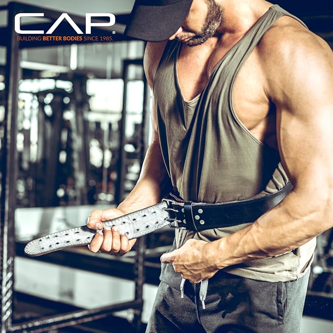 CAP Barbell Premium Leather Weightlifting Belt – Heavy-Duty Support for Squats, Deadlifts, and Core Stability