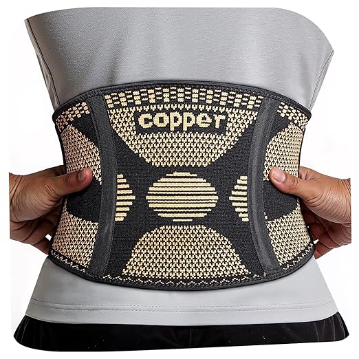 Copper Back Braces for Lower Back Pain, Breathable Lumbar Support Belt for Men and Women, Lower Back Brace for Herniated Disc, Sciatica, Scoliosis, Heavy Lifting (Black, Medium)
