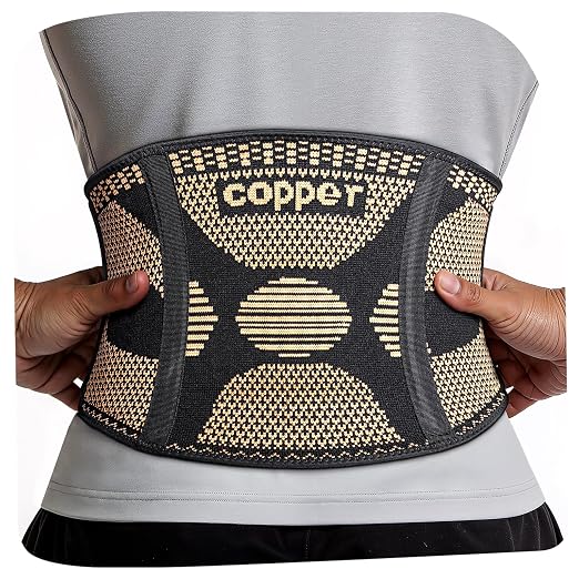 Copper Back Braces for Lower Back Pain, Breathable Lumbar Support Belt for Men and Women, Lower Back Brace for Herniated Disc, Sciatica, Scoliosis, Heavy Lifting (Black, X-Large)