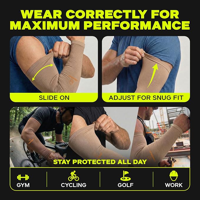 ARMORAY Arm Sleeves for Men and Women - UV Sun Protection Cooling Compression - Tattoo Cover Up Sleeve for Daily Wear & Work