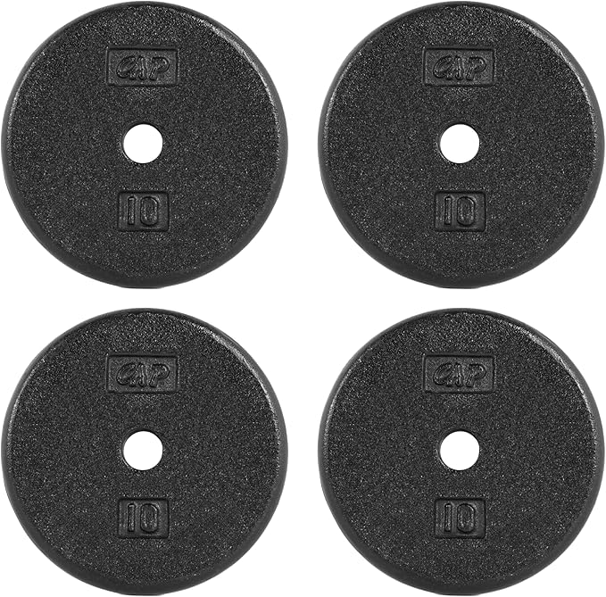 CAP Barbell Standard 1-Inch Cast Iron Weight Plates - Singles & Sets | 1.25-50 lbs | Multiple Options