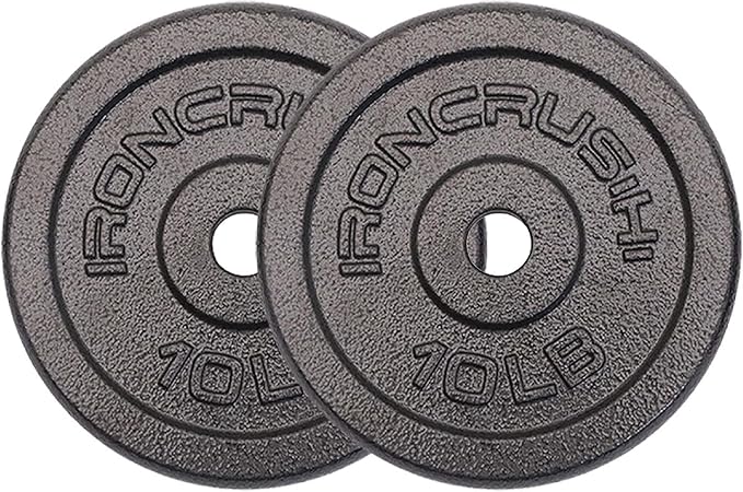 Standard 1 inch Cast Iron Weight plates - Superior Hammertone Finish, Wider Range 1.25-50 lbs Weights. Ideal for Dumbbell Handles, 1in Barbells, Adjustable Kettlebell Handles - Sold in Pairs
