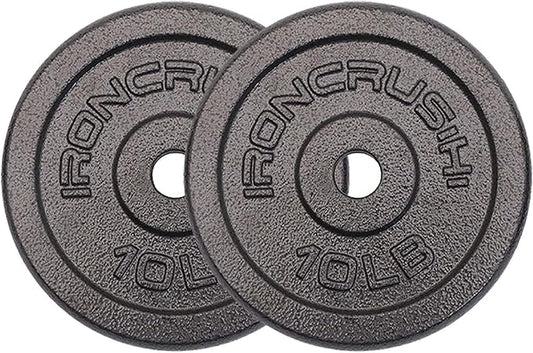 Standard 1 inch Cast Iron Weight plates - Superior Hammertone Finish, Wider Range 1.25-50 lbs Weights. Ideal for Dumbbell Handles, 1in Barbells, Adjustable Kettlebell Handles - Sold in Pairs