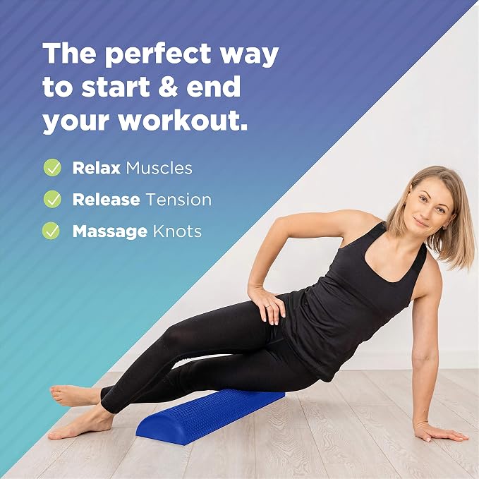 High Density EVA Foam Roller for Physical Therapy – Deep Tissue Massager with Textured Bumps for Myofascial Release & Fitness Training - Lightweight & Durable 12" Half Foam Roller – Made in the USA