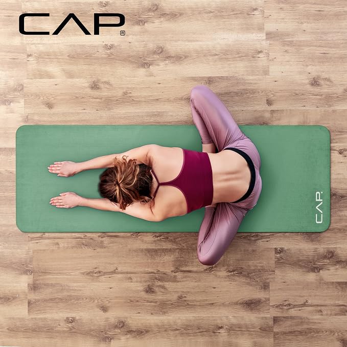 CAP Barbell 1-Inch High Density Exercise Yoga Mat with Strap | Multiple Colors