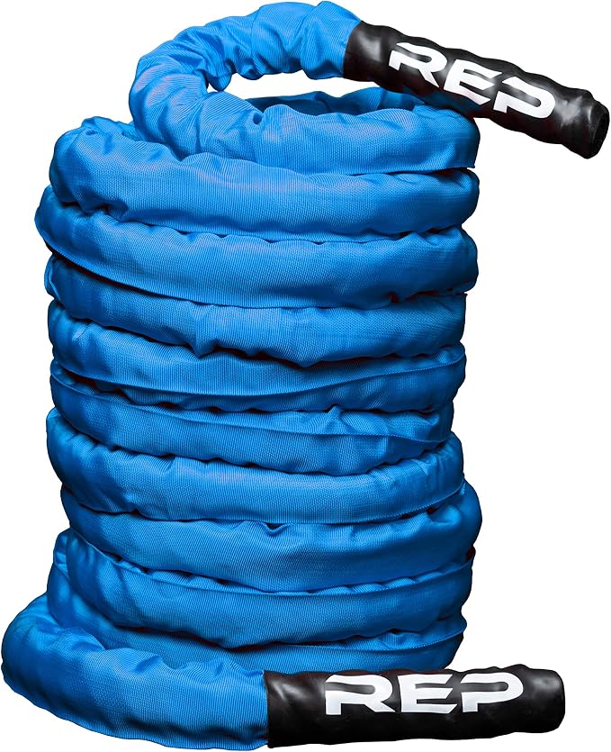 REP Fitness Battle Rope | 30/40/50 Ft Heavy Training Cord for Home Gym, Strength Workout, Cross Fit, Cardio Conditioning, Exercise Equipment with Protective Sleeve & Textured Grip Handles | 3 Colors