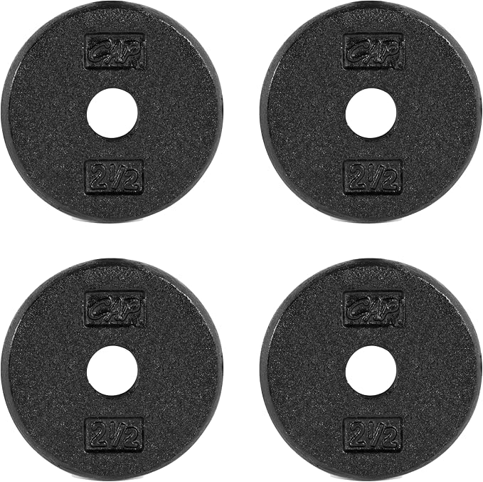 CAP Barbell Standard 1-Inch Cast Iron Weight Plates - Singles & Sets | 1.25-50 lbs | Multiple Options