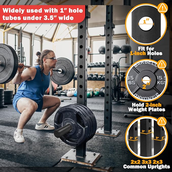 Weight Plate Holder, Power Rack Attachments for Olympic 2-Inch Weight Plate Storage, Fits 2x2, 2x3, 3x3 Power Cages with 1" or 5/8" Holes