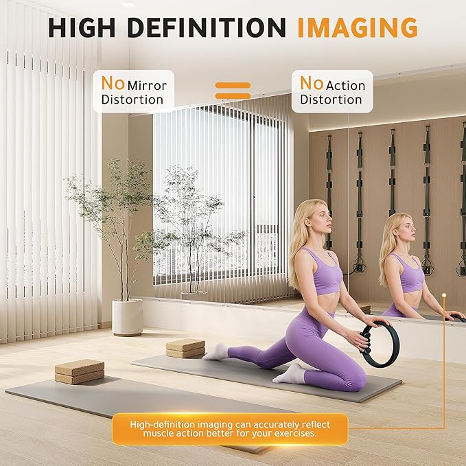 ROOMTEC Home Gym Mirror, 48"x 32" - 2 PCS, Gym Mirrors for Home Gym | Frameless, Large Full Body, Tempered Glass, Wall Mounted, Workout Mirrors, For Yoga Room, Dance Studio, Bedroom, Garage