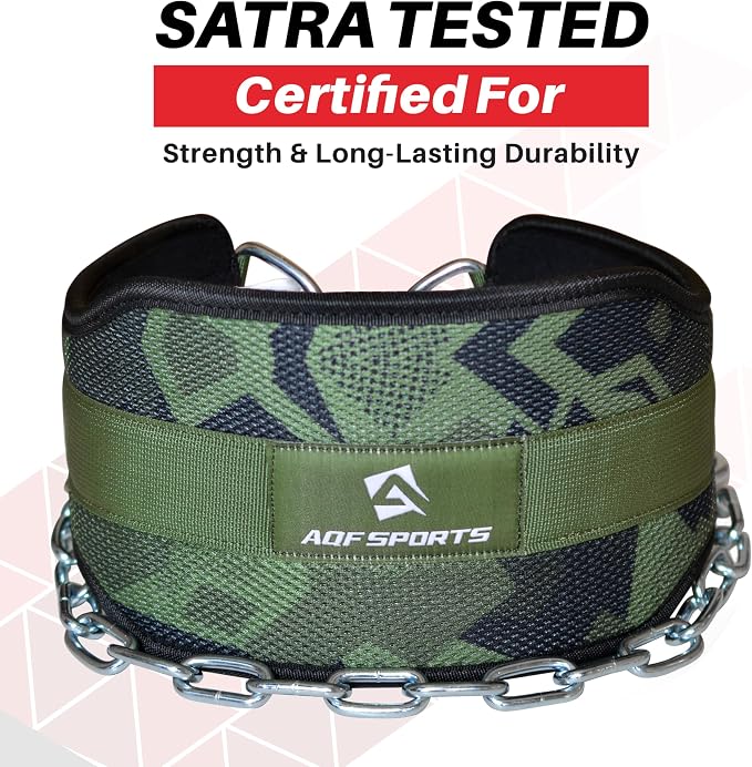 AQF Dip Belt with 36" Steel Chain - Neoprene Padded Back Support Belt | Secure Carabiners for Weighted Pull ups, Dips, Gym, Powerlifting, Bodybuilding, Squat & Fitness