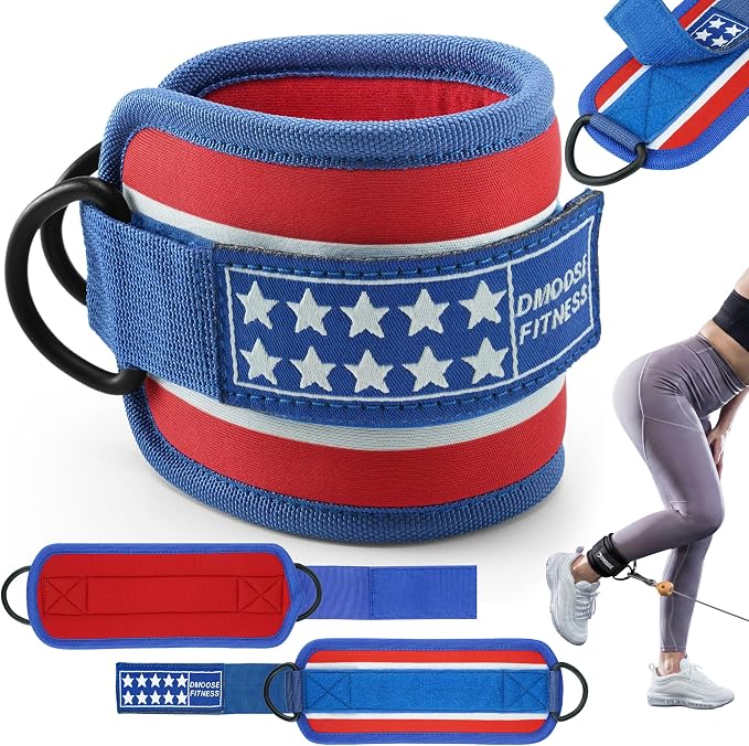 DMoose Ankle Strap for Cable Machine - One Size Fit with Premium Padding, Workout Kickback Ankle Cuffs, Ankle Bands for Working Out, Booty Workouts, Leg Extension, Hip Abductors & Lower Body Exercises