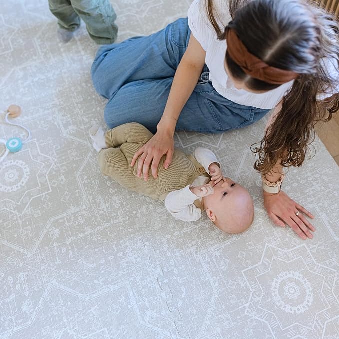 Little Landings Baby Play Mat for Floor - Layla (8x8ft) - Premium EVA Foam Play Mat for Babies & Toddlers (Ages 0-5+) - Non-Toxic Playmat for Tummy Time, Crawling & Playroom - Stylish & Comfortable