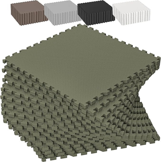1/2" Thick 16 Pcs 64 Sq Ft EVA Foam Puzzle Exercise Mats, High-Density Interlocking Foam Floor Tiles for Home Gym, Gym Mat for Workout Equipment & Direct Exercise, Floor Padding for Kids