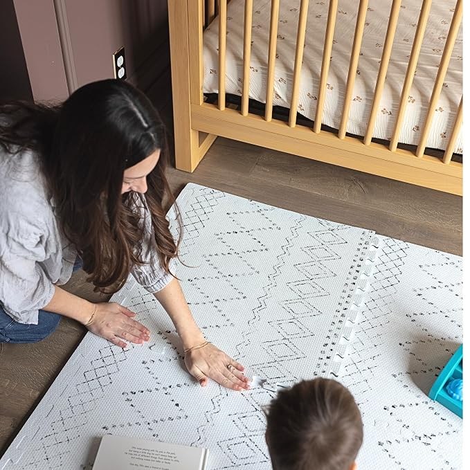 Little Landings Baby Play Mat for Floor - Boho (6x8ft) - Premium EVA Foam Play Mat for Babies & Toddlers (Ages 0-5+) - Non-Toxic Playmat for Tummy Time, Crawling & Playroom - Stylish & Comfortable