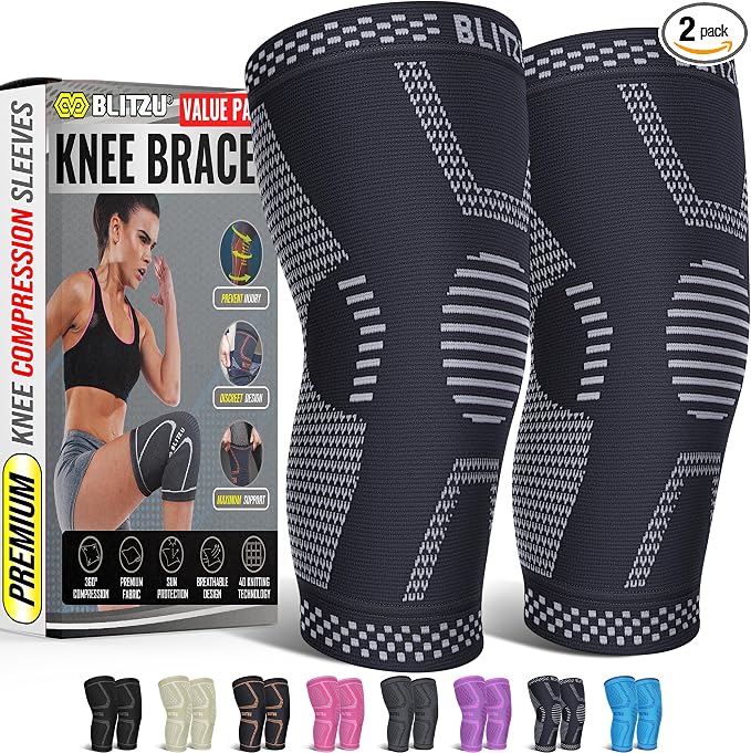 Knee Brace Men & Women, Knee Compression Sleeve Support Wrap Tendonitis M | 2 Pack, Joint & Patella Stabilization, Arthritis Pain Relief, Meniscus Tear, ACL Injury Recovery, Running, Sports, Workout