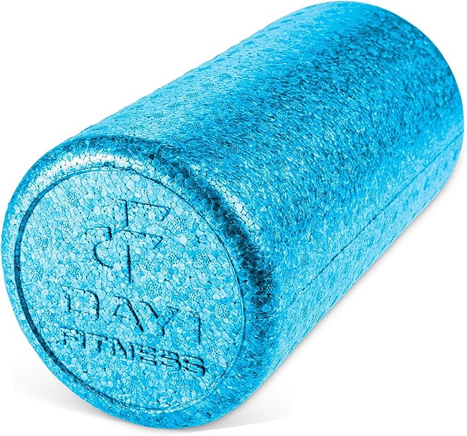 Day 1 Fitness High Density Muscle Foam Rollers - Sports Massage Rollers for Stretching, Physical Therapy, Deep Tissue, Myofascial Release - Ideal for Exercise and Pain Relief – Solid Blue, 12”