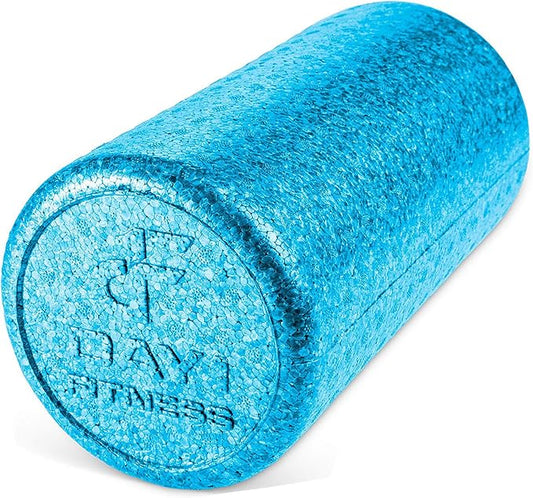 Day 1 Fitness High Density Muscle Foam Rollers - Sports Massage Rollers for Stretching, Physical Therapy, Deep Tissue, Myofascial Release - Ideal for Exercise and Pain Relief – Solid Blue, 12”