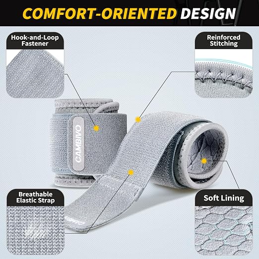 CAMBIVO 2 Pack Wrist Brace for Carpal Tunnel with wraps, Gray | Wrist Support, Adjustable Wrist Wraps for Weightlifting, Tendonitis, Pain Relief, Sleeping, Night, Gym, Neoprene, Both Hands