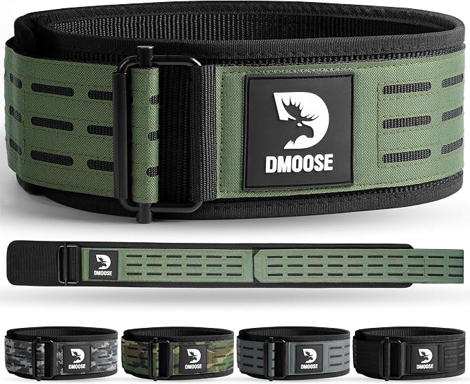 DMoose Fitness Auto Locking Weight Lifting Belt for Men & Women - 4" Nylon Squat & Deadlift Belt with Quick-Release Buckle - Gym Workout Belts for Lumbar Back Support for Weightlifting & Powerlifting