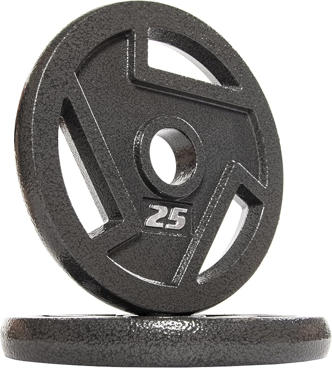 Signature Fitness Olympic 2-Inch Cast Iron Plate Weight Plate for Strength Training and Weightlifting, Multiple Sizes