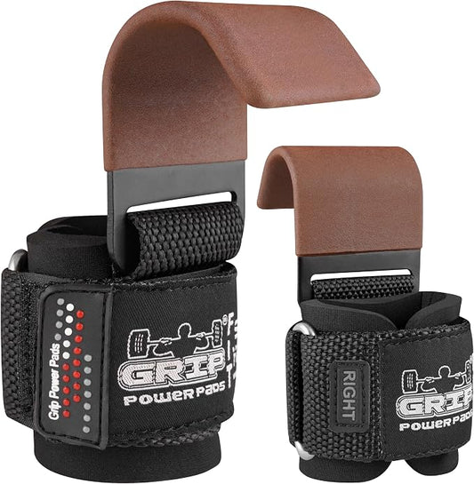 Weight Lifting Rod Hooks Heavy Duty Wrist Wraps Power Weight Lifting Training Gym Grips Straps Set of 2