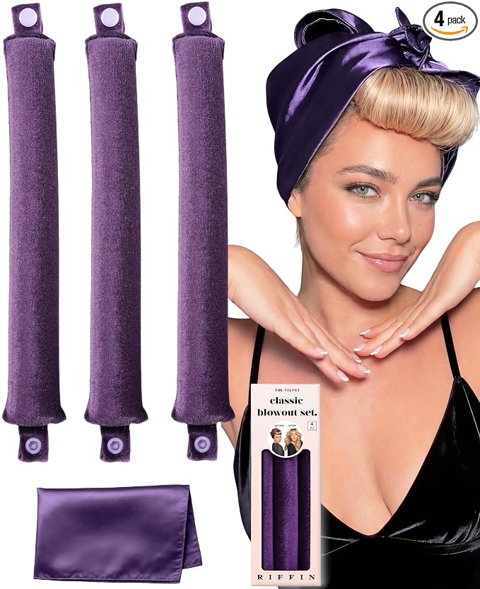 Classic Heatless Curls Overnight Rods No Heat Hair Curlers to Sleep Jumbo Foam Large Hair Rollers for Medium Long Hair Blowout Look, Heatless Flexible Curling Rod Set with Satin Wrap for Sleeping