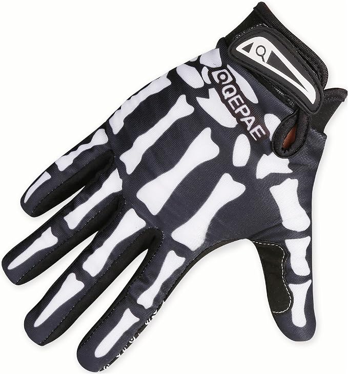 Skeleton Gloves Adjustable Lightweight Racing Skull Sports Work Bone Gloves Anti-Slip Breathable for Men & Women Motorcycle, Cycling, Biking, Workout