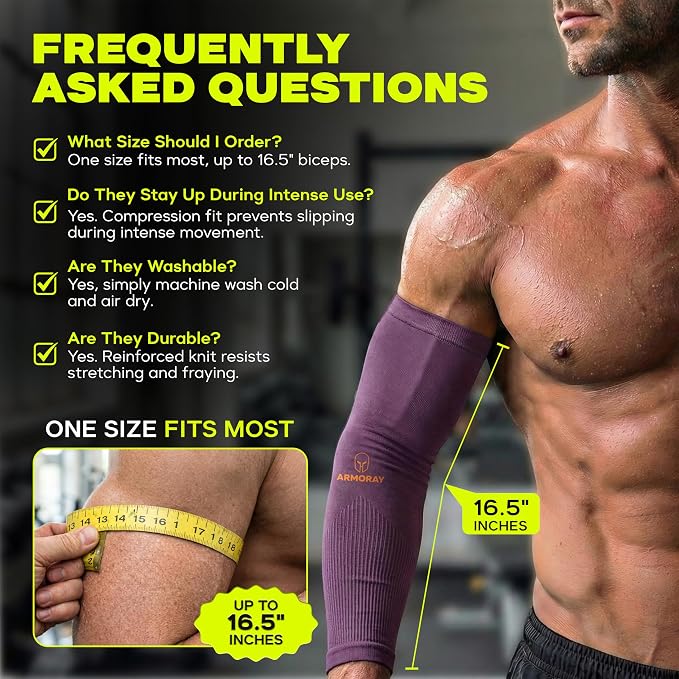 ARMORAY Arm Sleeves for Men and Women - UV Sun Protection Cooling Compression - Tattoo Cover Up Sleeve for Daily Wear & Work