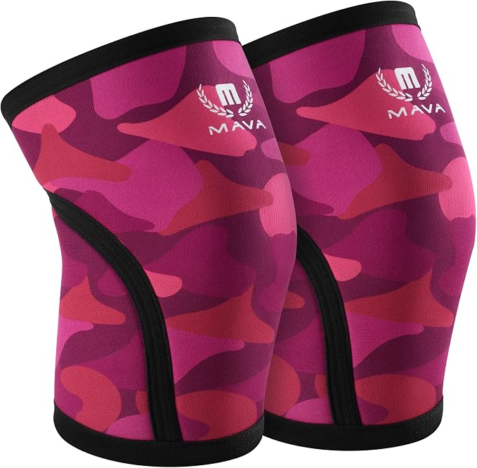 Mava Sports Knee Sleeves Weightlifting Men & Women, 7mm Neoprene Knee Sleeves for Women and Men, Ideal for Cross Training WOD, Squats, Powerlifting