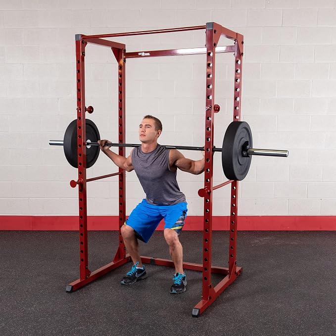 Best Fitness Power Rack - 14-Gauge Steel Home Gym with 500lb Capacity, Chin Bar, 23 Adjustable Safety Bars, Optional LAT & Dip Attachments