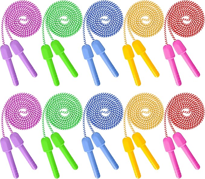 10 Pack Kids Jump Rope, Adjustable Nylon Skipping Ropes for Fitness | 7.87 Ft, 5.51 In Handles, Lightweight Jump Rope, Gradient Skipping Rope, Indoor Outdoor Games, School Active Play