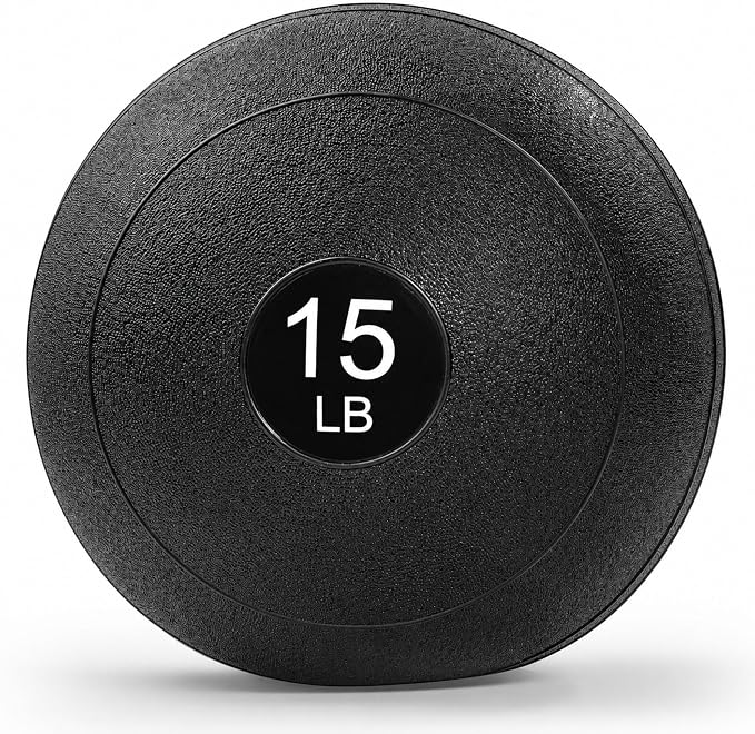 Sunny Health & Fitness Slam Medicine Ball - Sand-Filled, No-Bounce | 10-50LB, Sand-Filled, No-Bounce Core, Treaded Rubber Grip, Durable Flexible Shell, Full-Body Training, High-impact