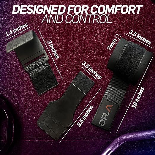Dr. Arthritis Doctor Developed 3-in-1 Lifting Straps, Hooks & Wrist Wraps - Switch Between Modes in Seconds - Heavy Duty Grips for Bodybuilding, Powerlifting, Deadlifts, Pull-Ups & Rows (Pair, Black)
