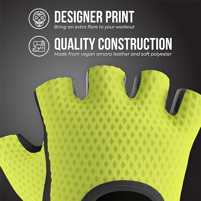 Contraband Pink Label 5307 Womens Designer Workout Gloves | Low Sweat Diamond Mesh Fabric w/Grip-Lock™ Silicone Palm