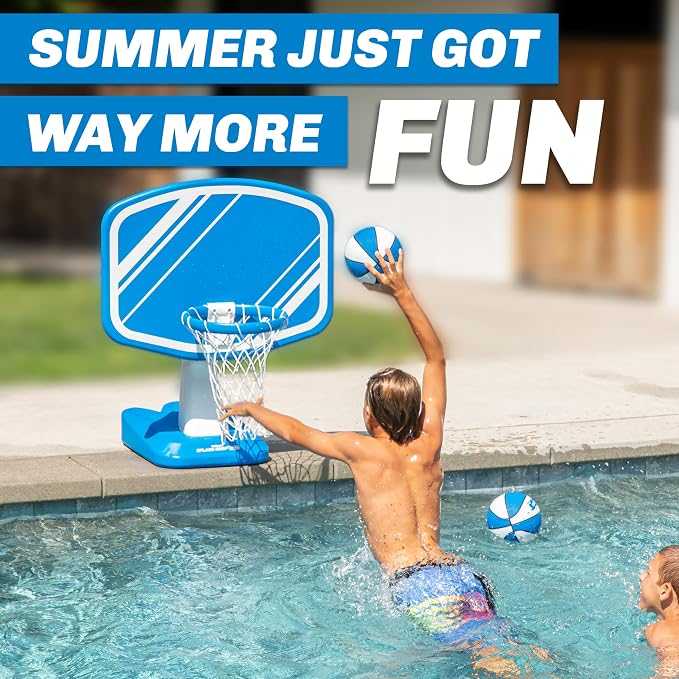 GoSports Splash Hoop PRO Pool Basketball Game – Modern Poolside Basketball Hoop with Backboard, Ball & Pump – Swimming Pool Basketball Hoop for Inground & Above Ground Pools